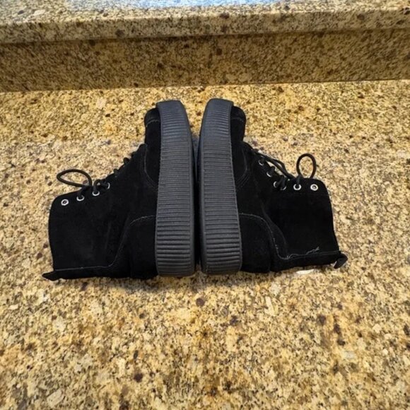 TUK Womens Viva Creepers Mondo Boots Lace Up Black Suede Size 9 - Picture 2 of 8